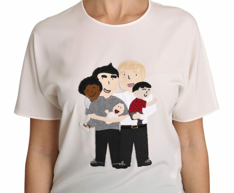 Dolce & Gabbana Elegant Silk Crewneck Blouse with Applique - Image 4