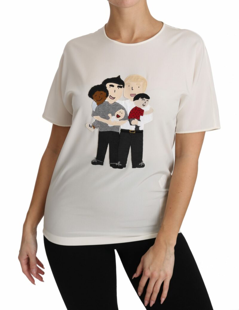 Dolce & Gabbana Elegant Silk Crewneck Blouse with Applique - Image 5