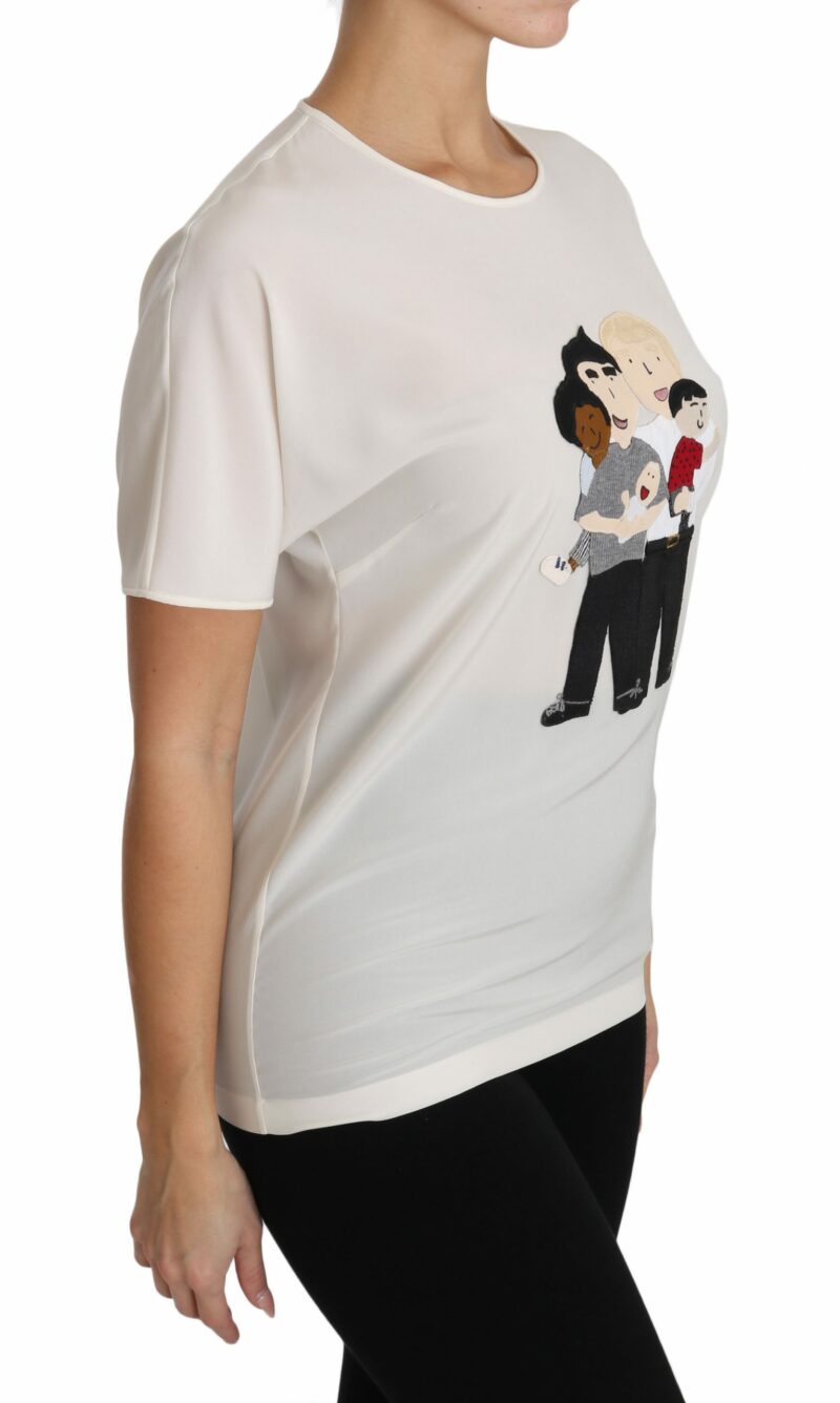 Dolce & Gabbana Elegant Silk Crewneck Blouse with Applique - Image 6