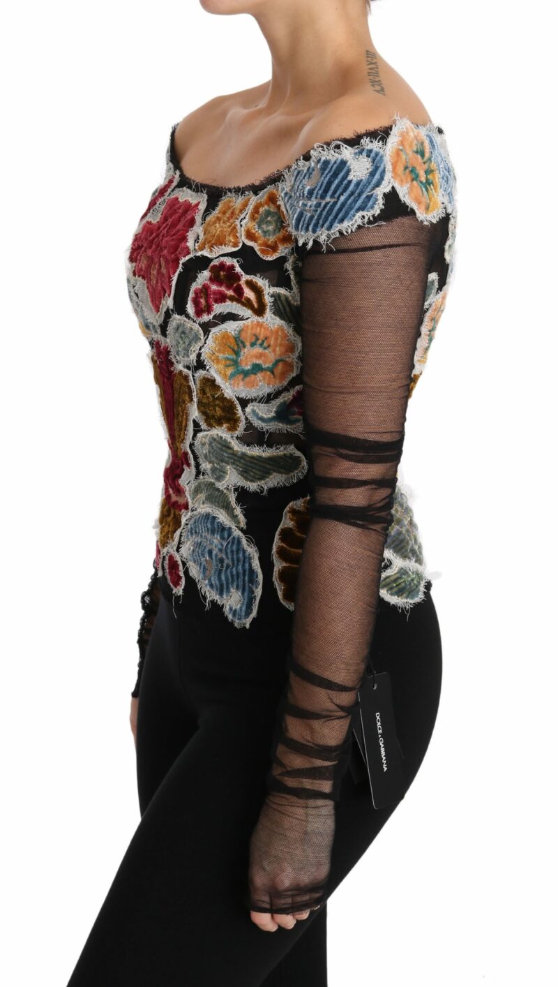 Dolce & Gabbana Elegant Floral Applique Long Sleeve Top - Image 4