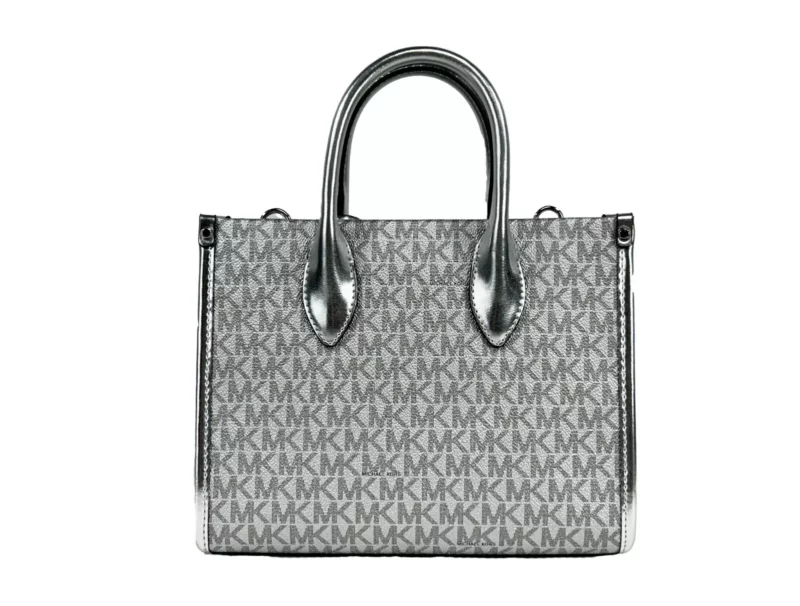 Michael Kors Mirella Signature Small Top Zip Tote Bag Silver - Image 3