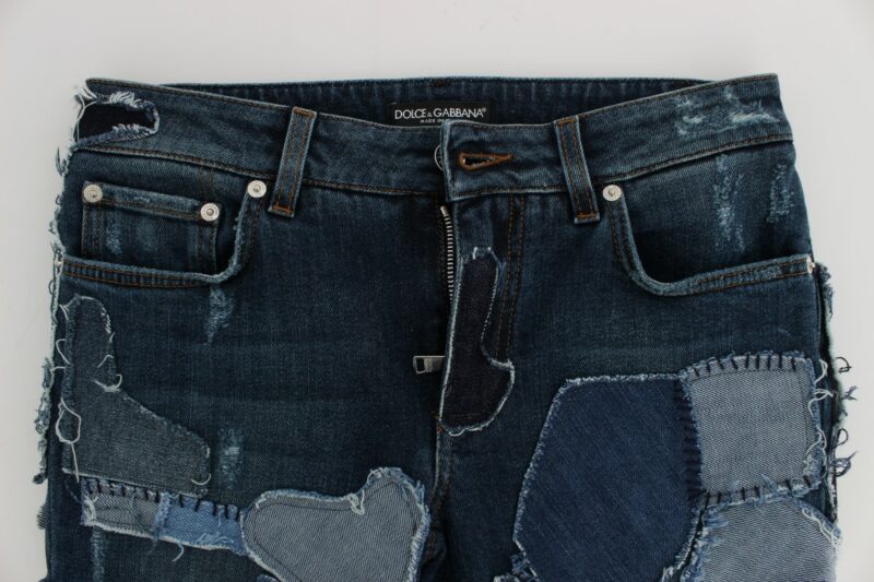 Dolce & Gabbana Chic Blue Patchwork Denim Shorts - Image 5