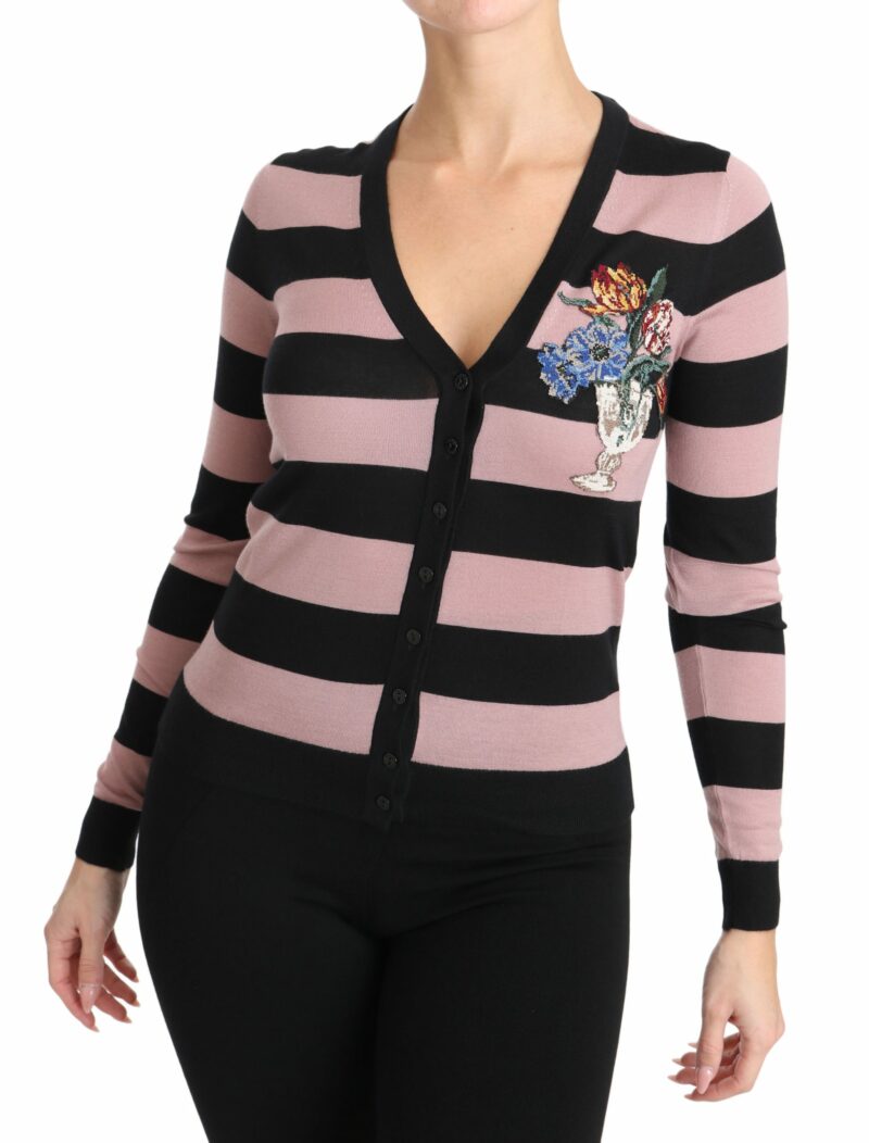 Dolce & Gabbana Elegant Floral Embroidered Cashmere Cardigan - Image 6