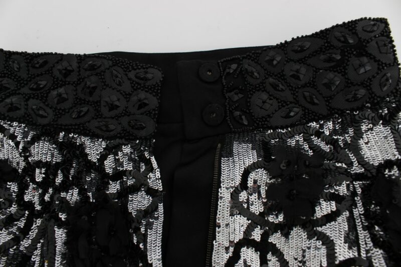 Dolce & Gabbana Sequined High Waist Designer Mini Shorts - Image 8