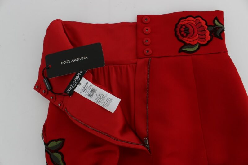 Dolce & Gabbana Elegant Silk High Waist Embroidered Shorts - Image 8