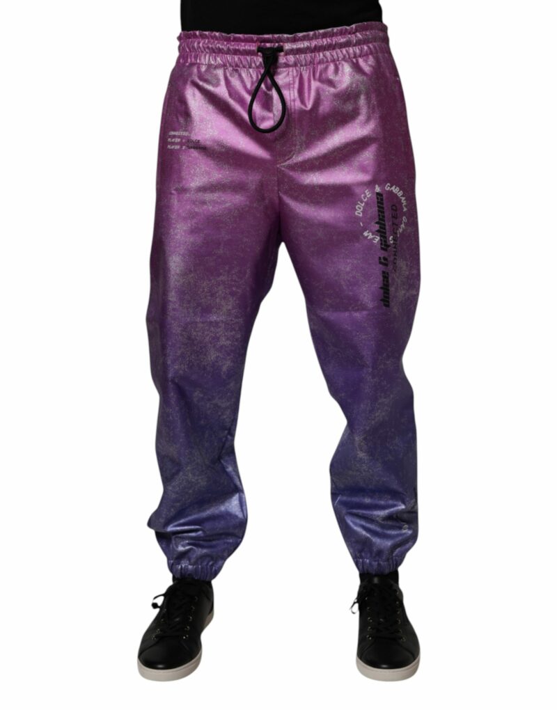 Dolce & Gabbana Pink Purple Two Tone Jogger Sweatpants Pants - Image 2