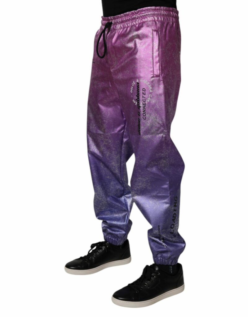 Dolce & Gabbana Pink Purple Two Tone Jogger Sweatpants Pants - Image 3