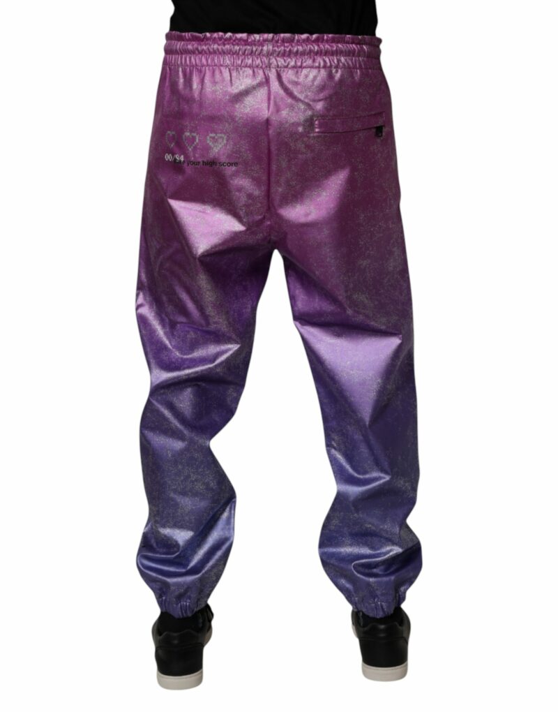 Dolce & Gabbana Pink Purple Two Tone Jogger Sweatpants Pants - Image 4