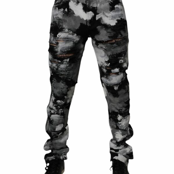 Dolce & Gabbana Multicolor Camouflage Tattered Skinny Denim Jeans