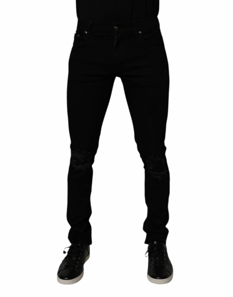 Dolce & Gabbana Black Cotton Stretch Skinny Men Denim Jeans - Image 2