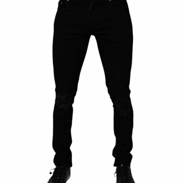 Dolce & Gabbana Black Cotton Stretch Skinny Men Denim Jeans