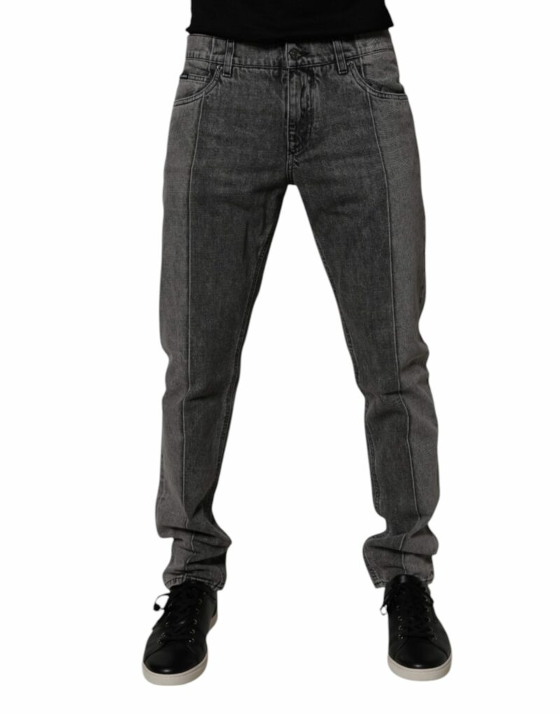 Dolce & Gabbana Two Tone Gray Cotton Denim Jeans - Image 2