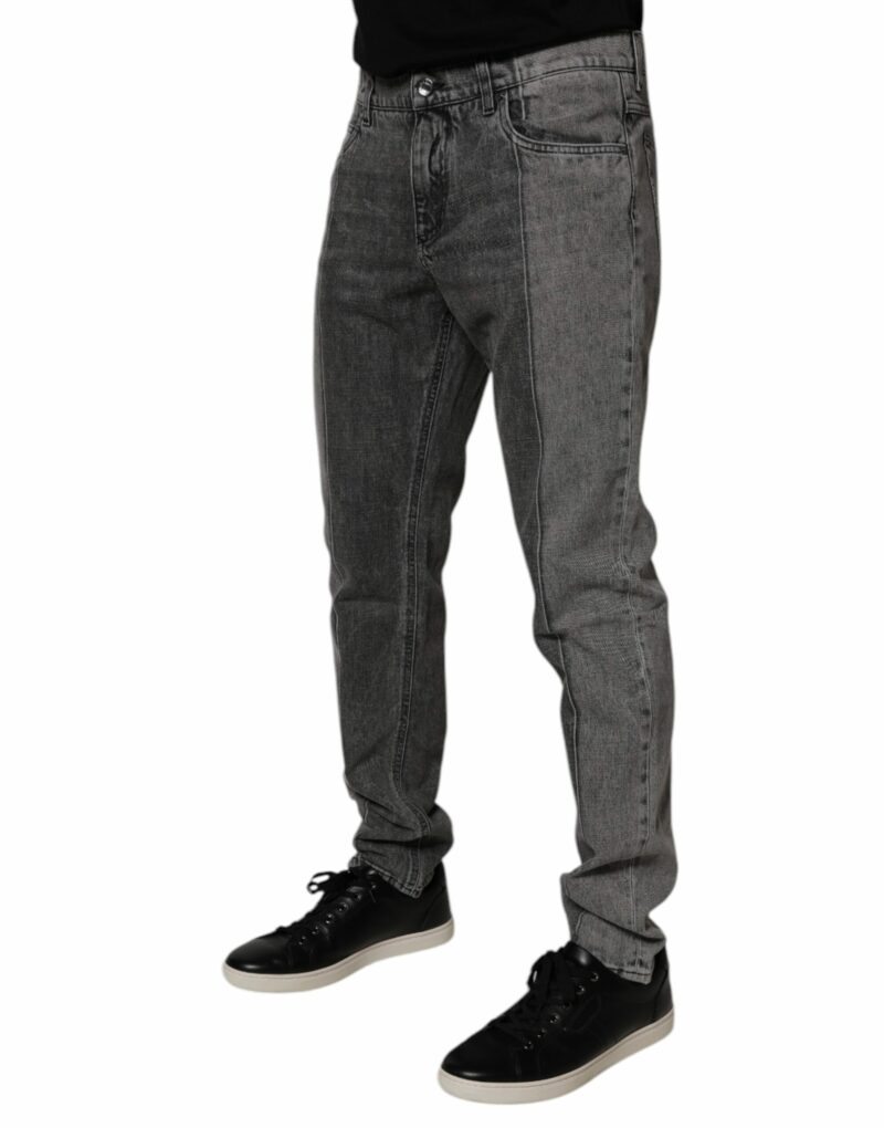 Dolce & Gabbana Two Tone Gray Cotton Denim Jeans - Image 3