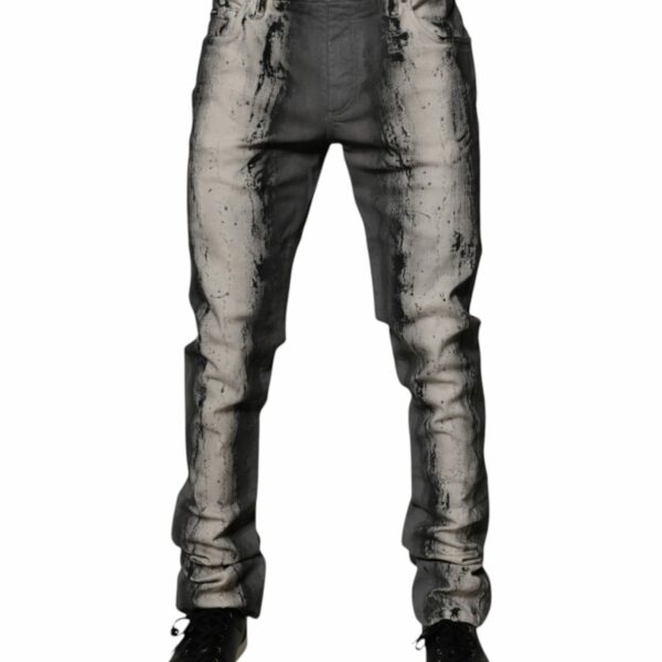 Dolce & Gabbana Gray Tie Dye Cotton Skinny Men Denim Jeans