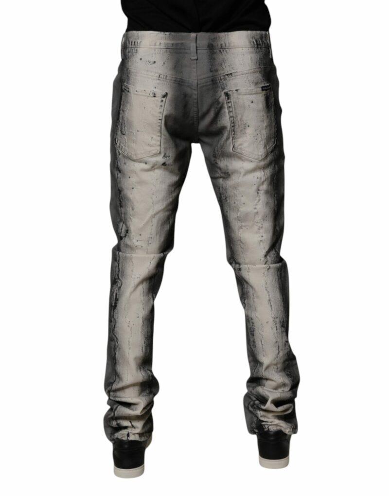 Dolce & Gabbana Gray Tie Dye Cotton Skinny Men Denim Jeans - Image 4