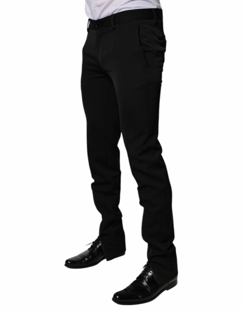 Dolce & Gabbana Black Wool Tapered Formal Dress Pants - Image 3