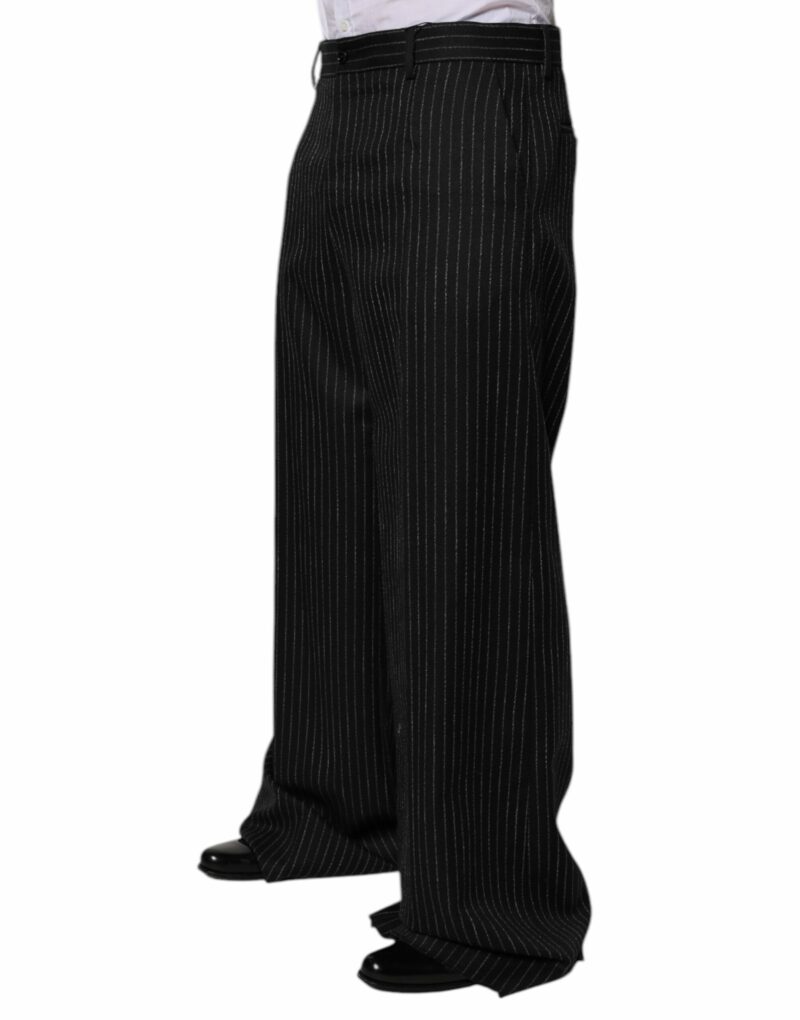 Dolce & Gabbana Black Stripes Wide Leg Formal Men Dress Pants - Image 3