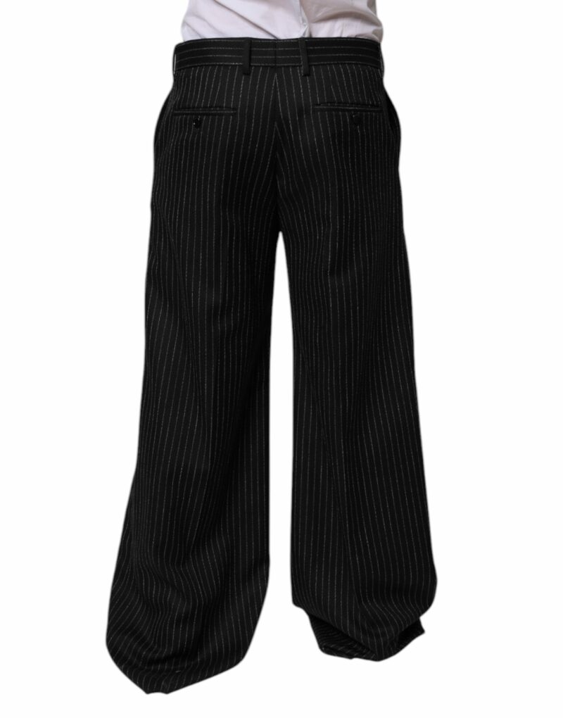 Dolce & Gabbana Black Stripes Wide Leg Formal Men Dress Pants - Image 4