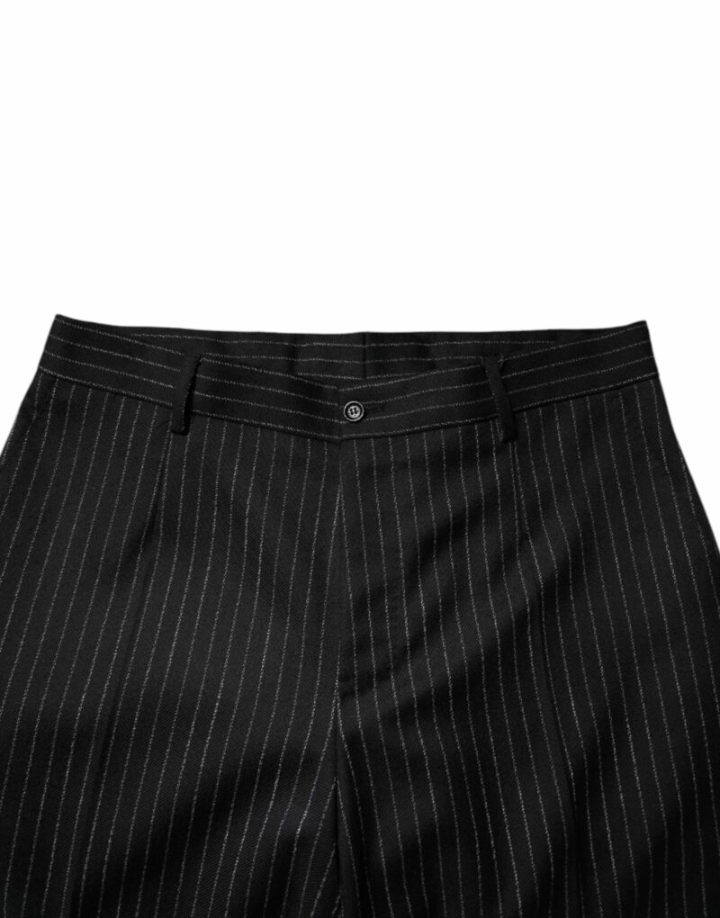 Dolce & Gabbana Black Stripes Wide Leg Formal Men Dress Pants - Image 5