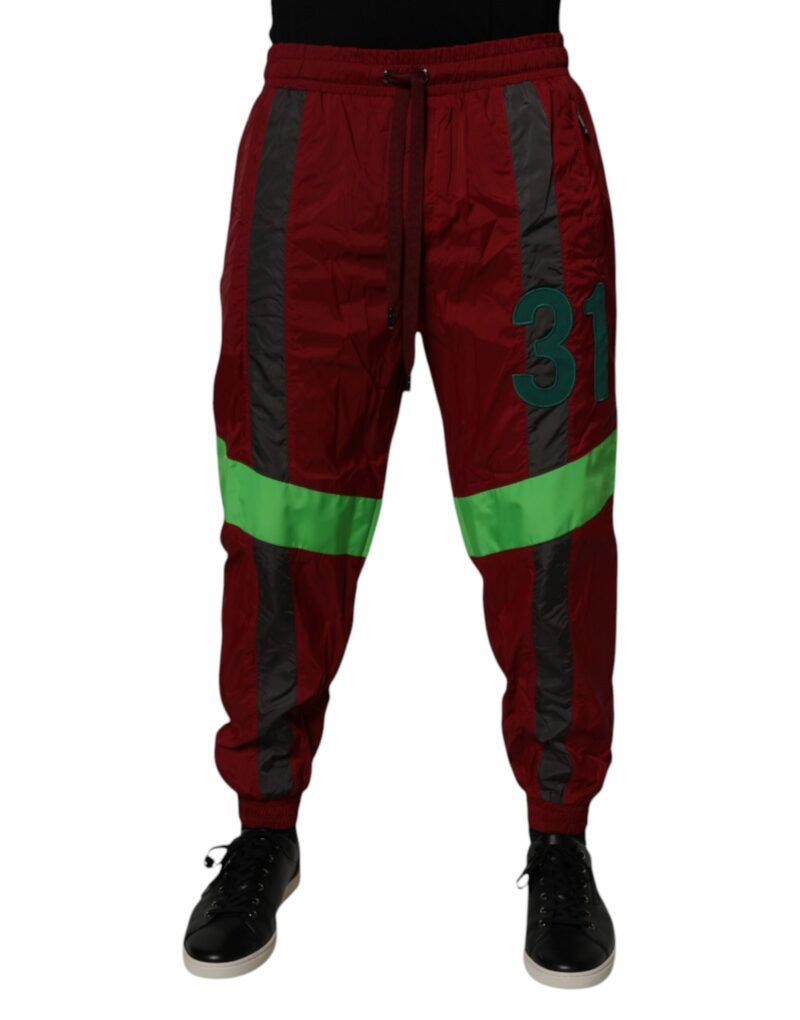 Dolce & Gabbana Maroon Nylon Men Jogger Sweatpants Pants - Image 2