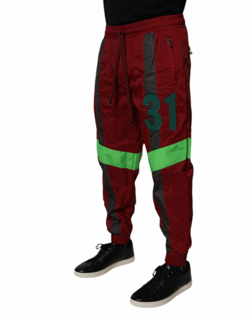 Dolce & Gabbana Maroon Nylon Men Jogger Sweatpants Pants - Image 3