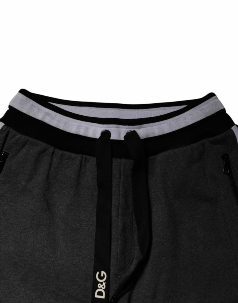 Dolce & Gabbana Black Gray Cotton Layered Men Sweatpants Pants - Image 5