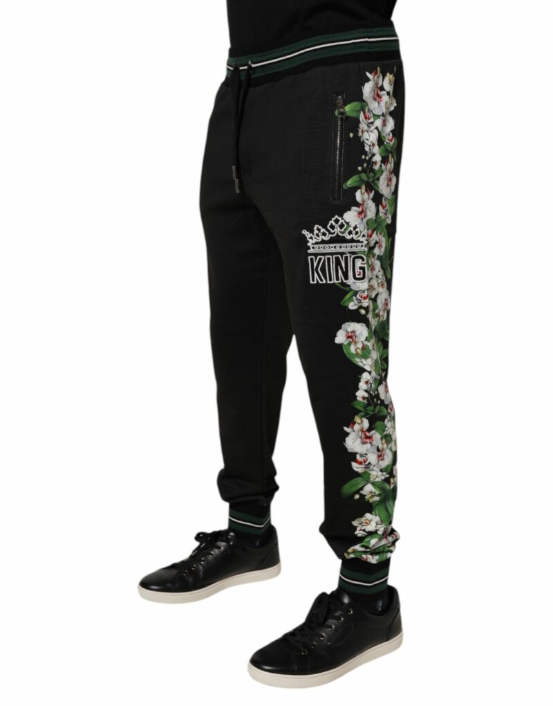 Dolce & Gabbana Black Floral King Men Jogger Sweatpants Pants - Image 3