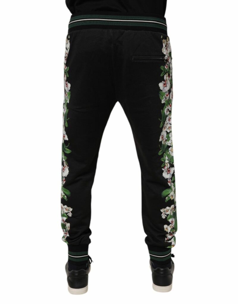 Dolce & Gabbana Black Floral King Men Jogger Sweatpants Pants - Image 4