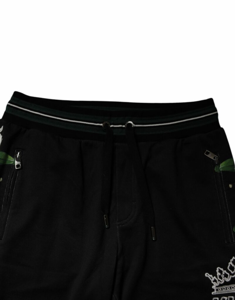 Dolce & Gabbana Black Floral King Men Jogger Sweatpants Pants - Image 5