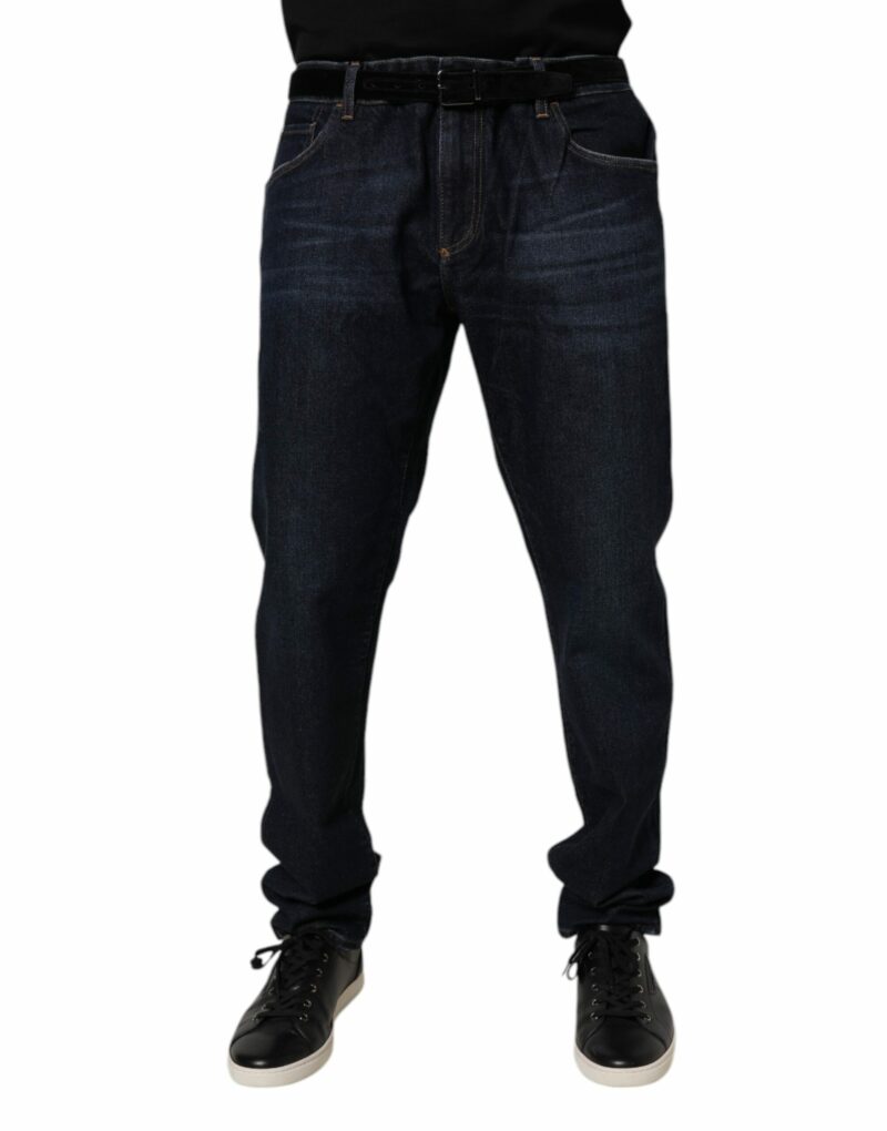 Dolce & Gabbana Dark Blue Cotton Stretch Skinny Denim Jeans - Image 2