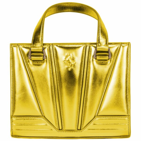 Ferrari Yellow Leather Handbag