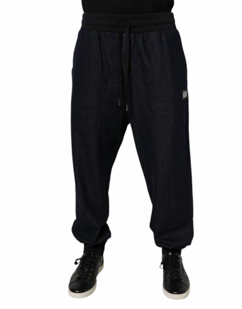 Dolce & Gabbana Black Jacquard Cotton Jogger Sweatpants Pants - Image 2