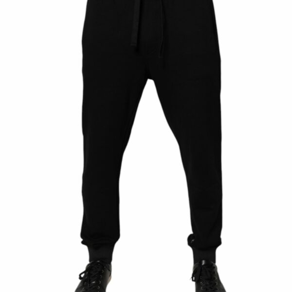 Dolce & Gabbana Black Logo Men Jogger Cotton Sweatpants Pants