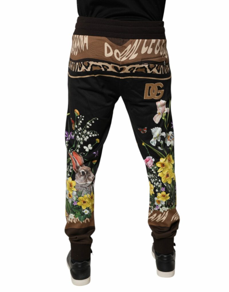 Dolce & Gabbana Black Floral Cotton Jogger Sweatpants Pants - Image 4