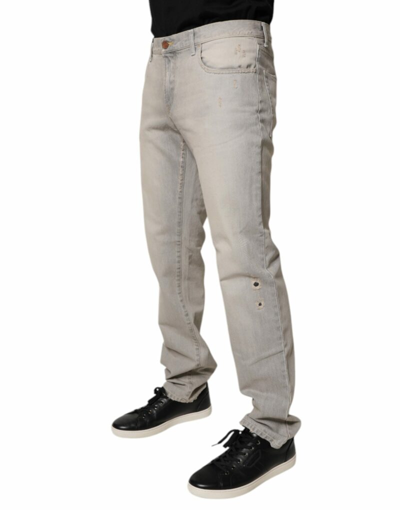 Dolce & Gabbana Light Gray Cotton Skinny Denim Jeans - Image 3