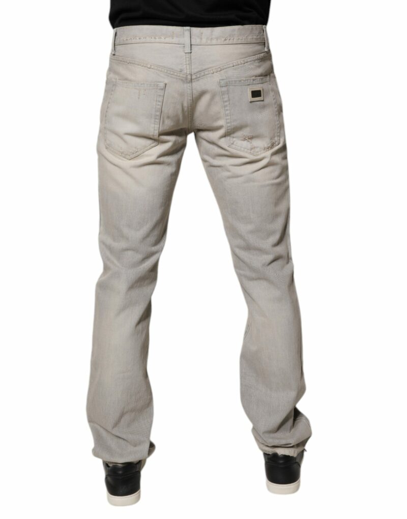 Dolce & Gabbana Light Gray Cotton Skinny Denim Jeans - Image 4