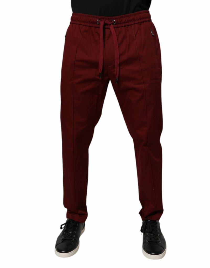 Dolce & Gabbana Bordeaux Cotton Men Jogger Sweatpants Pants - Image 2