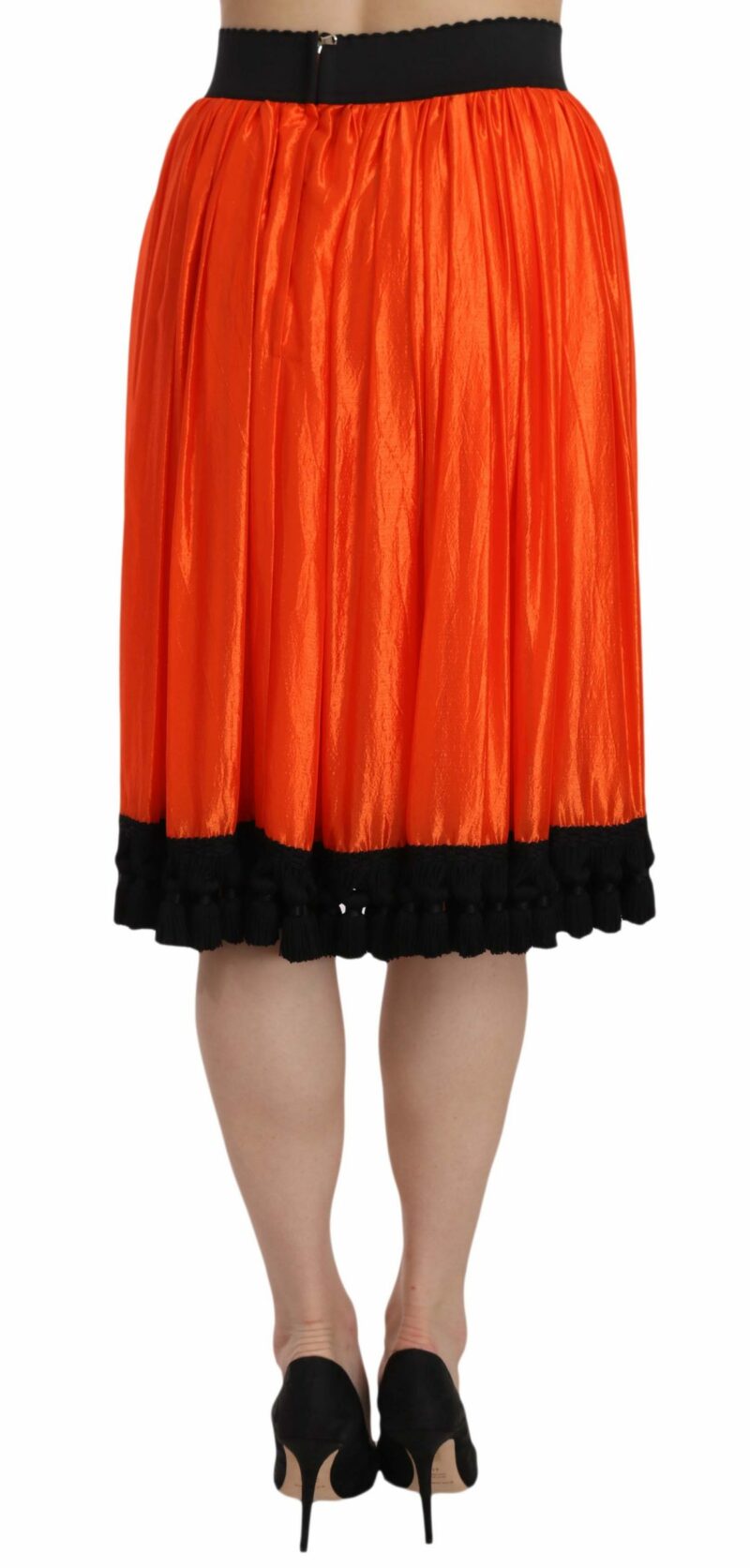 Dolce & Gabbana High-Waist Black & Orange Knee-Length Skirt - Image 2