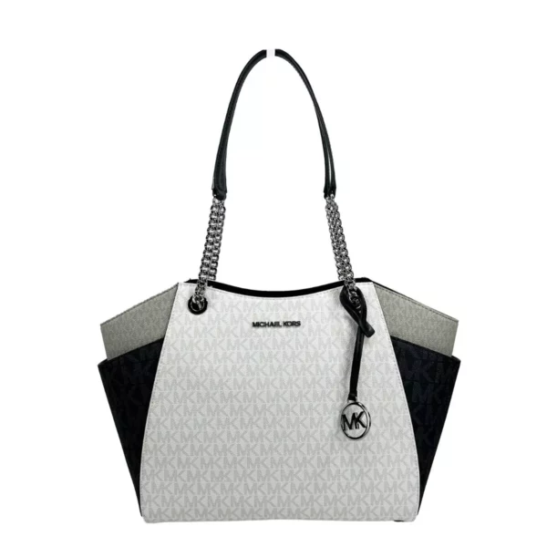 Michael Kors Jet Set Large Chain Shoulder Tote Bag Optic White Multi