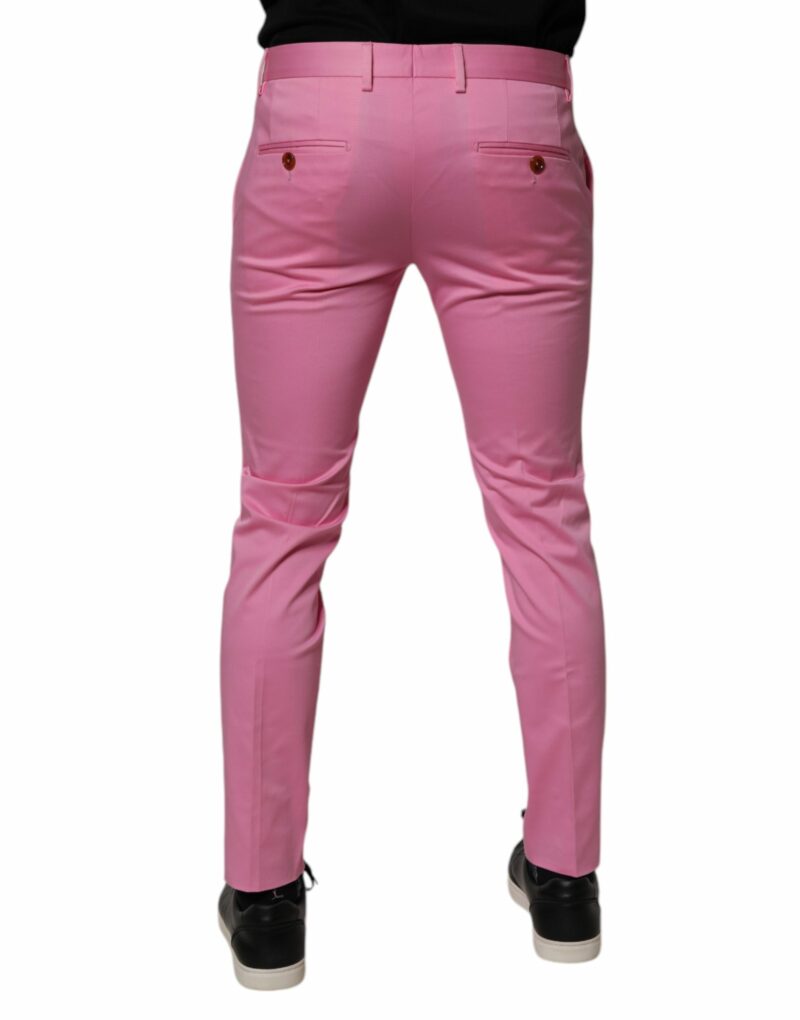 Dolce & Gabbana Pink Cotton Slim Fit Men Dress Formal Pants - Image 4