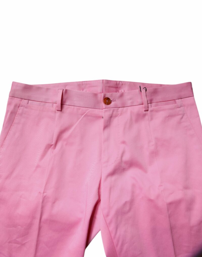 Dolce & Gabbana Pink Cotton Slim Fit Men Dress Formal Pants - Image 5
