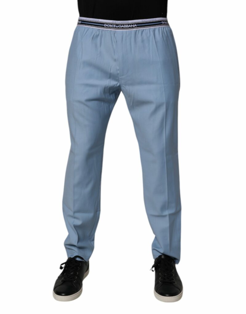 Dolce & Gabbana Blue Cotton Stretch Chino Pants - Image 2