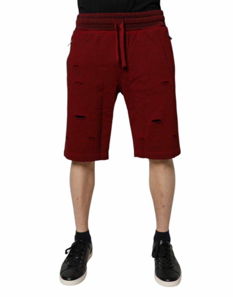 Dolce & Gabbana Maroon Rip Style Bermuda Sweatshorts Shorts - Image 2
