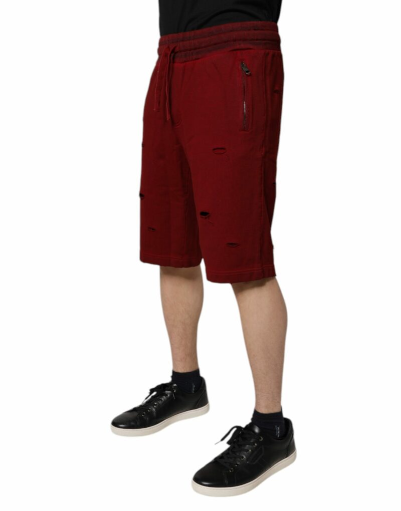 Dolce & Gabbana Maroon Rip Style Bermuda Sweatshorts Shorts - Image 3