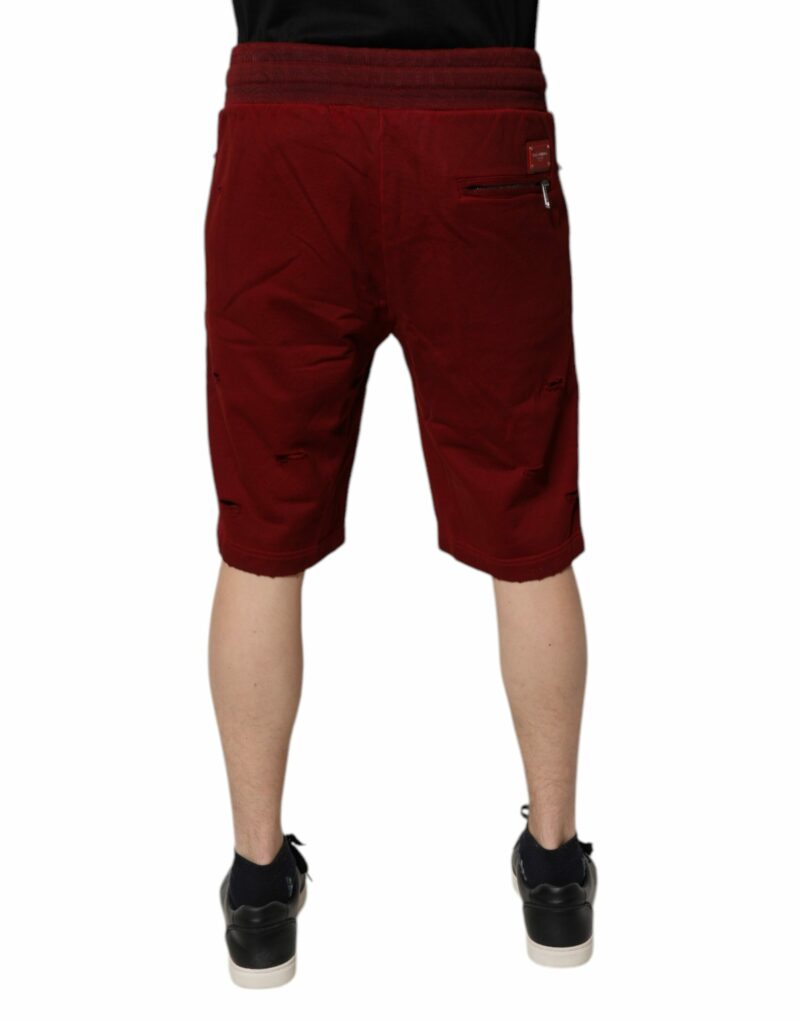 Dolce & Gabbana Maroon Rip Style Bermuda Sweatshorts Shorts - Image 4