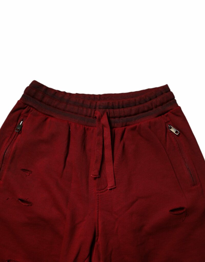 Dolce & Gabbana Maroon Rip Style Bermuda Sweatshorts Shorts - Image 5