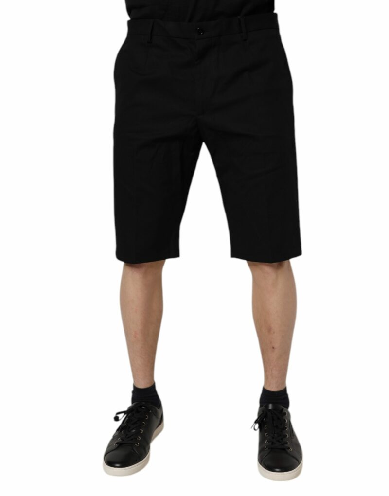 Dolce & Gabbana Black Cotton Stretch Mid Waist Bermuda Shorts - Image 2