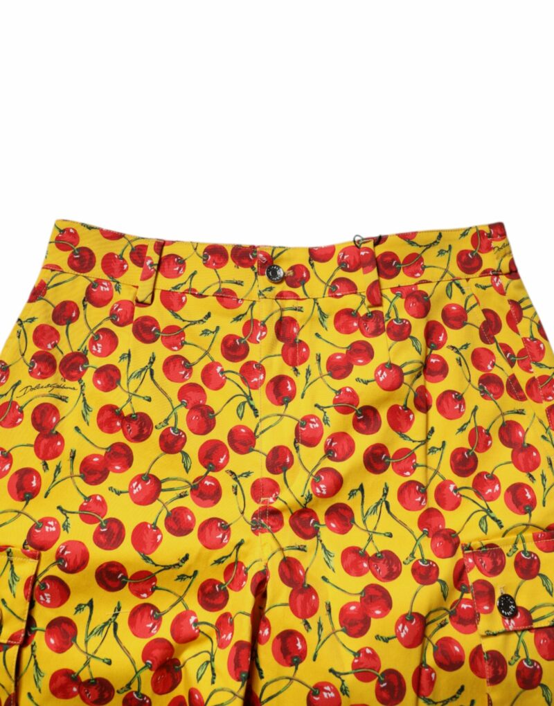 Dolce & Gabbana Yellow Cherry Print Cotton Men Bermuda Shorts - Image 5
