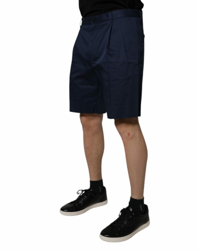 Dolce & Gabbana Dark Blue Cotton Mid Waist Men Bermuda Shorts - Image 3