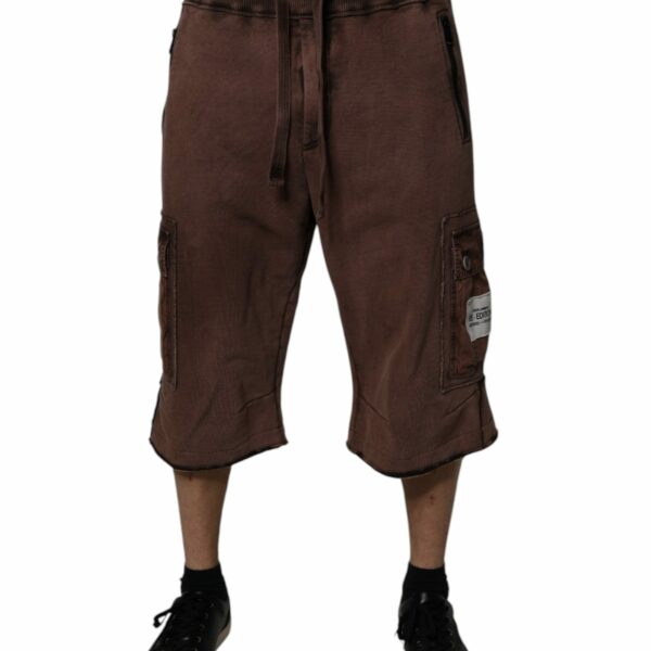 Dolce & Gabbana Brown Cotton Cargo Bermuda Sweatshorts Shorts